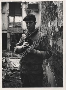 Lance-Corporal Payne with kitten. 1st Battalion, T