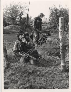 Private McDill with radio, and dog-handler. 1st Ba