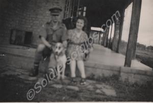 Gloucestershire Regiment couple with  two dogs. c.