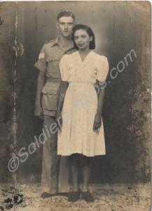 Sergeant "Zazu" Pitts with his bride. 1st Battalio