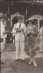 Officers in civilian dress, with lady. Gloucesters
