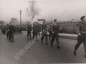 Territorial Army soldiers marching. Gloucestershir