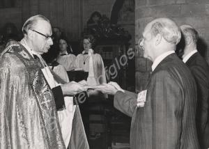 The presentation of Colonel J.P. Carne's carved st