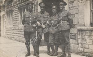 Four soldiers outside The Portcullis Hotel, Chippi