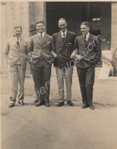 Officers outside the officers mess. 1st Battalion,