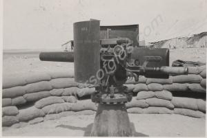 6pdr Naval gun in sand-bagged emplacement.  2nd Ba