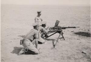 Testing a 13.2mm Hotchkiss anti-tank rifle in dese