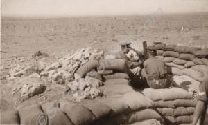 Sandbagged anti-tank emplacement.  2nd Battalion,