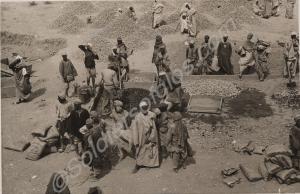 Egyptian construction gang building road and rail
