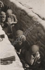 Sand-bagged trench. 2nd Battalion, The Gloucesters
