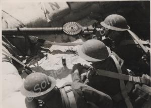 Sandbagged emplacement with Lewis gun.  2nd Battal