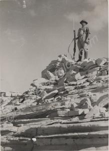 Private Hill of "D" Company on guard at Water Poin