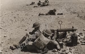 Vickers machine gun crews practise firing.  2nd B