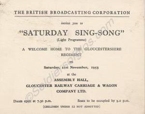 Invitation card from B.B.C. (Light Programme) For
