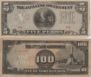 Two bank notes issued by the Japanese Government d