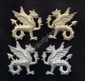 Two pairs of Wyvern collar dogs, Wessex Brigade. O