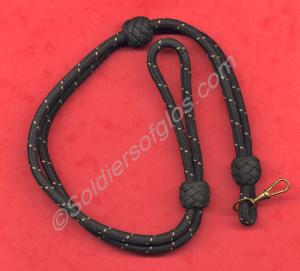 Lanyard, black with white broken line three bobbl