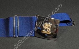 Blue denim canvas stable belt, with chrome fittin