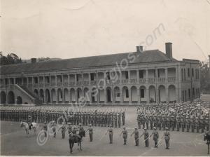 Parade being dismissed by salute. 1st Battalion, T
