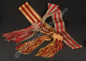 Two Sashes, (1) Gold and Crimson (Regular). (2) Si