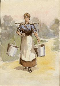 A Milk Maid. 1918. Work by Major Tom Barnard, 1st