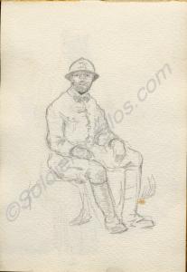 Sketch of a French soldier 1918. Work by Major Tom
