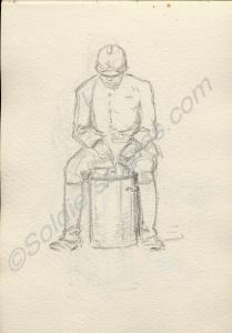 Sketch of a French soldier 1918. Work by Major Tom