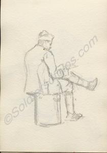 Sketch of a French soldier 1918. Work by Major Tom