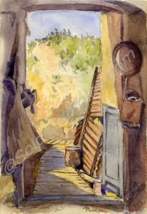 "Drawing of elephant shelter." 1918. Work by Major