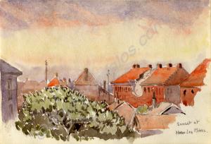 "Sunset at Noeux Les Mines." 1918. Work by Major T