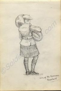 "One of the Camerons brass band." 1918. Work by Ma