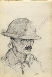 "Portrait of a soldier." 1918. Work by Major Tom B