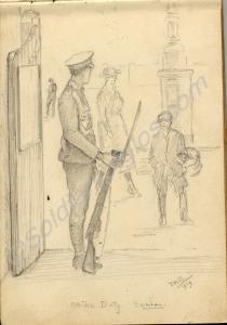 "Strike Duty. Swindon." 1919. Work by Major Tom Ba