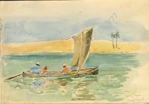 "Going down the Suez Canal". 1919. Work by Major T