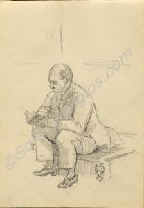 Sketch of a man. 1919. Work by Major Tom Barnard o