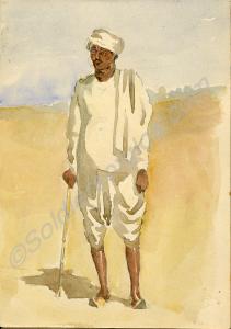 Painting of an Indian man. 1919. Work by Major Tom
