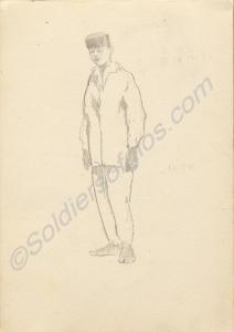 Sketch of a man 1920. Work by Major Tom Barnard du