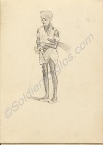 Sketch of a man 1920. Work by Major Tom Barnard du