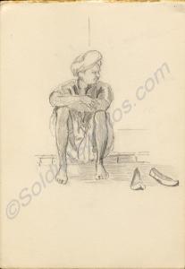 "A Sketch of a man." 1920. Work by Major Tom Barna