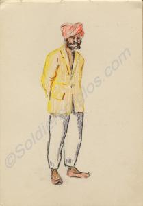 Sketch of a man. 1920. Work by Major Tom Barnard d