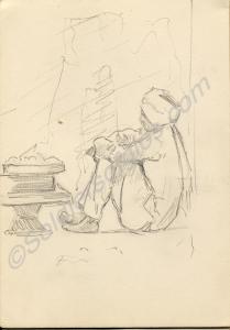 Sketch of a man 1920. Work by Major Tom Barnard du