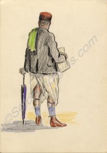 Sketch of a man. 1920. Work by Major Tom Barnard d