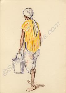 Sketch of a young man. 1920. Work by Major Tom Bar
