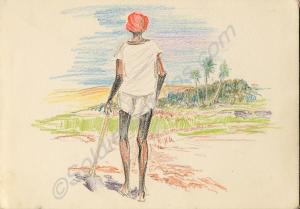 Sketch of a man. 1920. Work by Major Tom Barnard d