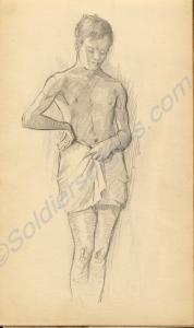 Sketch of a man. 1921. Work by Major Tom Barnard d