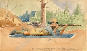 "The 500 yds firing point at Changla Gully." 1921.