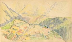 Sketch of a landscape. 1921. Work by Major Tom Bar