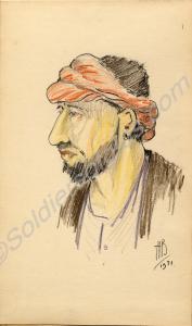 Sketch of a man. 1921. Work by Major Tom Barnard d