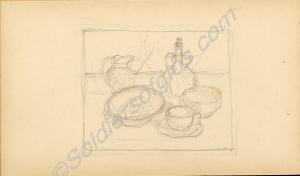 Still life sketch. 1922. Work by Major Tom Barnard