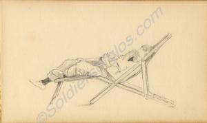 Sketch of a man resting. 1922. Work by Major Tom B